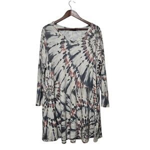 Rae Mode Dress Womens Size 1XL Soft Stretch Tie Dye Pockets Casual Boho Indie